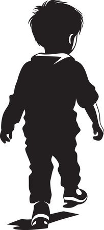 SoloStride Dynamic Vector Child Walking Emblem WanderLoneMark Sleek Walking Kid Vector Logoのイラスト素材