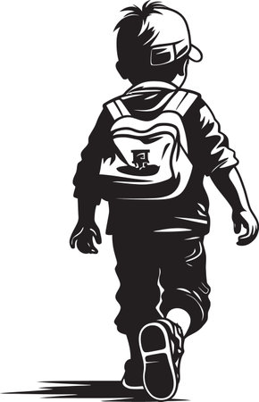 LonesomeTrailMaster Precise Vector Child Strolling Design SoloStride Sleek Vectorized Child on a Walk Emblemのイラスト素材