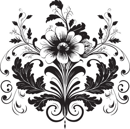 Chic Botanical Embellishments Vector Logo Design Ornate Decorative Element Logo Iconのイラスト素材