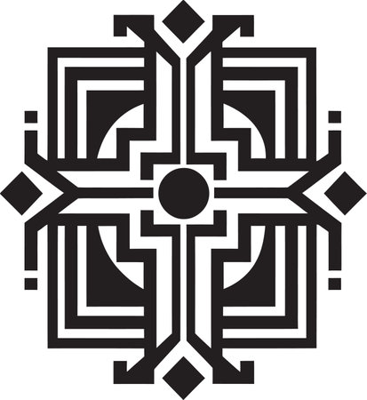 Angular Art Deco Harmony Vector Emblem Design Deco Prismatics Geometric Iconic Vector Emblemのイラスト素材