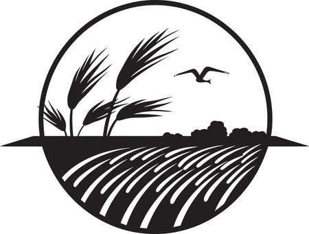 Abundant Acres Vector Logo Design Rice Field Reverie Iconic Emblem Designのイラスト素材