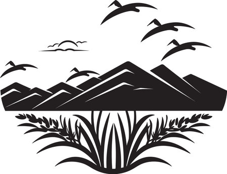 Harvest Haven Rice Field Logo Design Lush Harvestscape Iconic Rice Field Vectorのイラスト素材