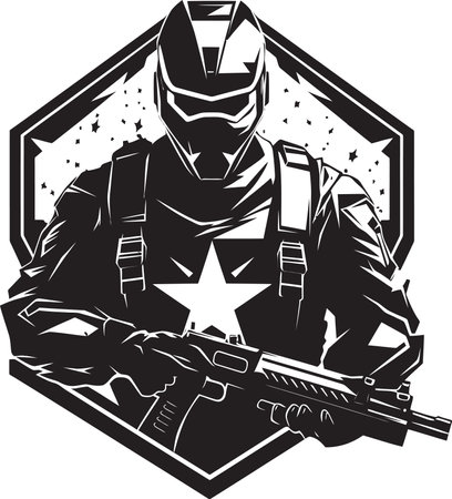 Infantry Icon Logo Vector Design Brave Guardian Soldier Man Icon Emblemのイラスト素材