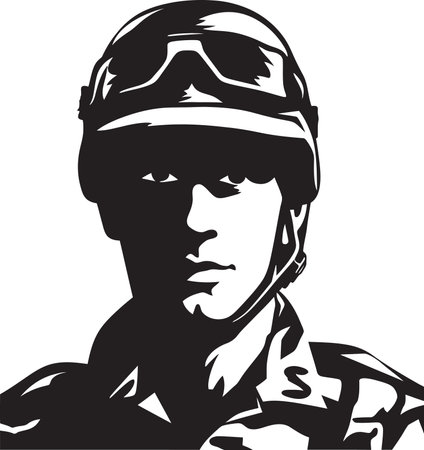 Patriotic Sentinel Soldier Man Logo Design Military Fortitude Iconic Soldier Man Vectorのイラスト素材