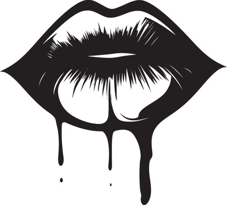 Glamours Grin Lips Insignia Subtle Seduction Lips Badgeのイラスト素材