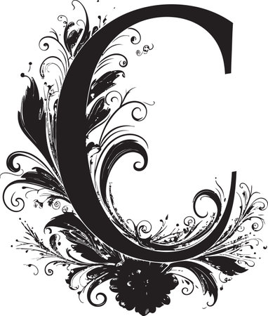 Cursive Whimsy Playful Letter C Decor Vector Curved Symmetry Balanced Font C Vector Artのイラスト素材