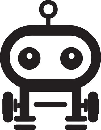 Mini Robotic Dialogue Adorable AI Insignia Pocket AI Whisperer Petite Black Botのイラスト素材