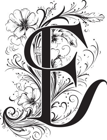 Expressive Echoes Artistic Font E Decor Vector Ethereal Elegance Whimsical Letter E Vector Fontのイラスト素材