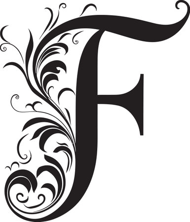 Floral Charm Blossoming Letter F Decor Vector Freeform Elegance Unconstrained Font F Vector Artのイラスト素材