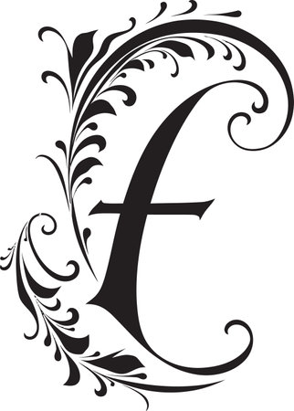 Flourishing Aura Abundant Letter F Vector Futuristic Elegance Sleek Font F Vector Designのイラスト素材