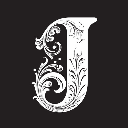 Jade Elegance Green Font J Decor Vector Jovial Script Merry Letter J Vector Artのイラスト素材