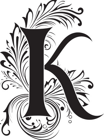 Kingly Script Majestic Font K Decor Vector Kaleidoscopic Aura Colorful Letter K Vectorのイラスト素材
