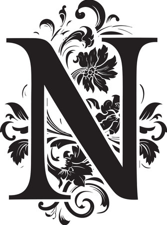 Nebula Serenity Cosmic Letter N Decor Vector Nostalgic Swirls Retro Font N Vector Artのイラスト素材