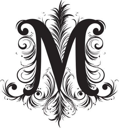 Mystical Patterns Intricate Font M Vector Art Majestic Ornaments Decorative Letter M Decor Vectorのイラスト素材