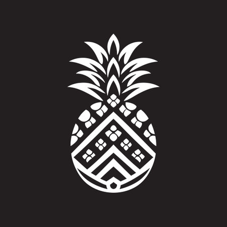 Refined Island Flavor Black Pineapple Symbol Exotic Elegance Vector Pineapple Badgeのイラスト素材