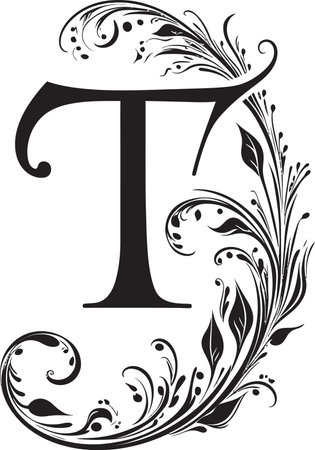 Tranquil Aura Calming Font T Vector Twilight Flourish Mysterious Letter T Vector Artのイラスト素材