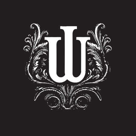 Waltz Script Rhythmic Letter W Vector Art Elegant Love Whirl Black Abstract Swirl Emblemのイラスト素材