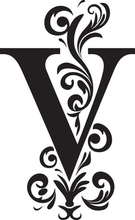 Virtuoso Whirls Skilled Letter V Decor Vector Voltaic Script Electric Font V Vectorのイラスト素材