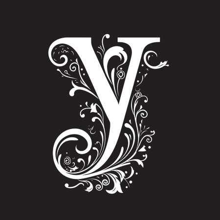 Yuletide Serenade Joyful Letter Y Decor Vector Yonder Symphony Enchanting Font Y Vectorのイラスト素材
