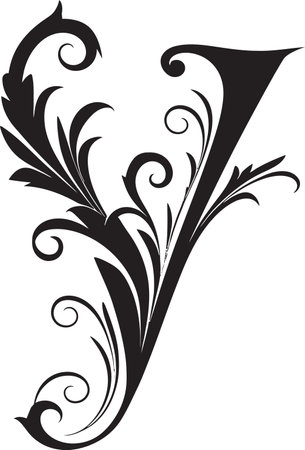 Yonder Patterns Whimsical Font Y Decor Vector Yesteryear Swirls Retro Letter Y Vectorのイラスト素材