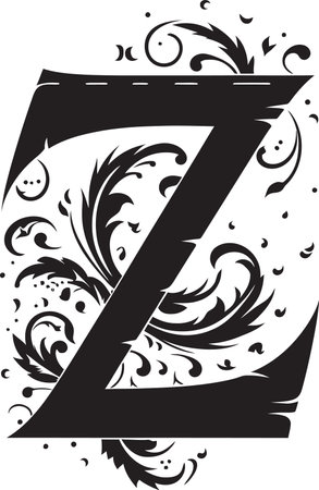 Zenith Flourish Peak Letter Z Vector Art Zenith Script Enigmatic Font Z Decor Vectorのイラスト素材