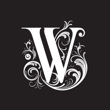 Whimsical Elegance Delightful Font W Vector Wisp Swirls Airy Letter W Vector Artのイラスト素材