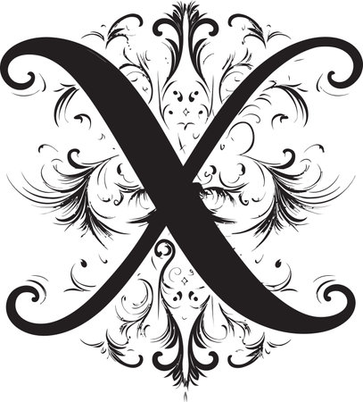 Xenon Swirls Radiant Letter X Decor Vector Xyloid Elegance Wooden Font X Vector Artのイラスト素材