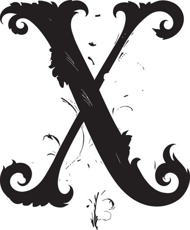 Xquisite Swirls Elegant Letter X Vector Art Xanadu Symphony Enigmatic Font X Decor Vectorのイラスト素材