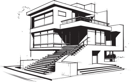Trifecta Resonance Iconic Symbol of Architectural Prowess Three Story Zenith Emblematic Vector of Residential Eleganceのイラスト素材