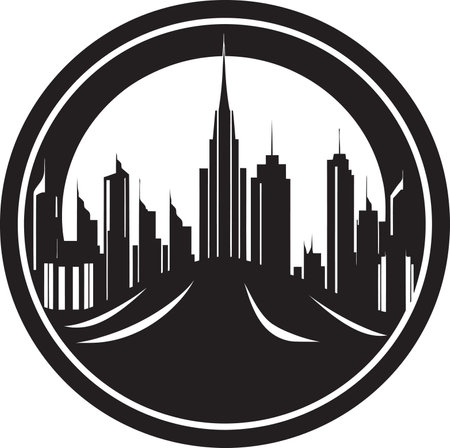 Downtown Multifloor Impression Multifloor Vector Logo Design Cityline Skyscraper Silhouette Urban Building in Vector Icoのイラスト素材