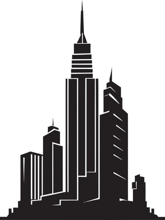 Metropolitan Heights Sketch Cityscape Building in Vector Icon Downtown Skyscraper Outline Multifloor Cityscape Vector Loのイラスト素材