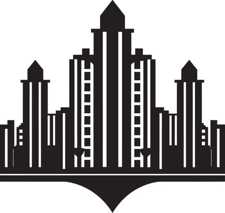 Cityline Skyscraper Impression Urban Multifloor Vector Logo Skyline Multifloor Design Multifloor Vector Logo Iconのイラスト素材