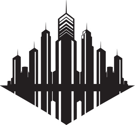 Cityline Multifloor Impression Urban Vector Logo Design Urban Heights Blueprint Multifloor Cityscape Vector Logoのイラスト素材