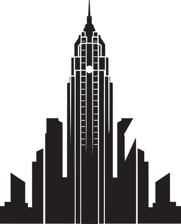 Metropolis Elevation Multifloor Cityscape Icon in Vector Logo Skyline Visionary Multifloor Urban Building Vector Designのイラスト素材