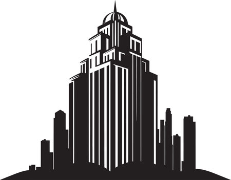 Urban Skylinescape Multifloor Cityscape Vector Logo Cityline Essence Multifloor City Building Vector Iconのイラスト素材