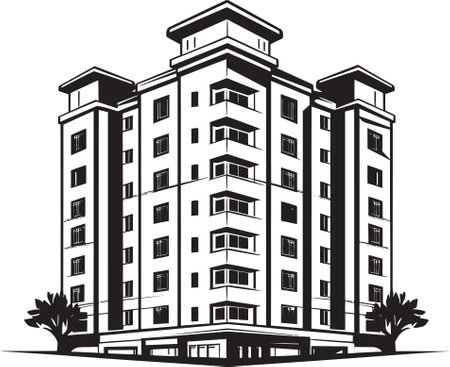 Skyline Symphony Multifloor Urban Building in Vector Icon Cityline Essence Multifloral Cityscape Vector Emblemのイラスト素材