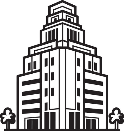 Urban Matrix Multifloor Cityscape Vector Logo Cityscape Dream Multifloral Building in Vector Iconのイラスト素材