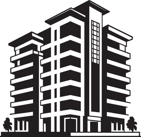 Metropolitan Essence Multifloor Cityscape Vector Logo Design Cityline Vista Impressions Multiflore Building in Vector Icのイラスト素材