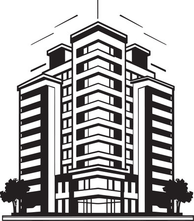 City Vista Elevation Matrix Multifloral Building Vector Logo Skyline Tapestry Heights Multifloor Cityscape Vector Icon Dのイラスト素材