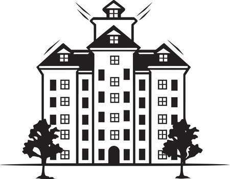 Urban Heights Symphony Multifloral City Building Vector Icon Metropolitan Elevation Matrix Multifloor Cityscape Vector Eのイラスト素材