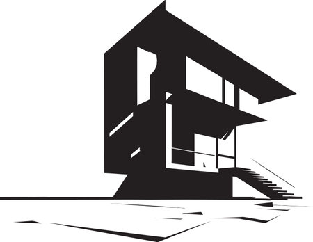 Contemporary Living Mark Innovative House Sketch Icon Modernity Etched Conceptual House Sketch Vector Iconのイラスト素材