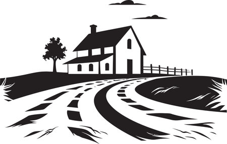 Countryside Dwelling Mark Farmers Farmhouse Vector Emblem Farmers Haven Icon Farmhouse Design Vector Logoのイラスト素材