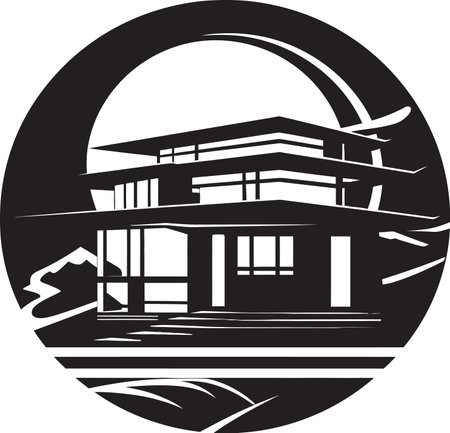 Forward Thinking Home Emblem House Design Vector Icon Architectural Visionary House Idea Design Vector Iconのイラスト素材