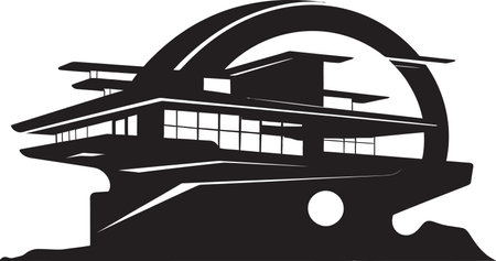Contemporary Haven Icon Futuristic House Design Emblem Futuristic Lifestyle Symbol House Vector Logo Designのイラスト素材