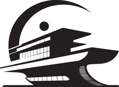 Futuristic Lifestyle Symbol House Vector Logo Design Futuristic Living Mark House Design Vector Emblemのイラスト素材