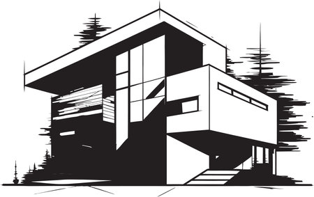 Architectural Visionary House Idea Design Vector Icon Innovative Housing Mark Architecture Design Vector Logoのイラスト素材