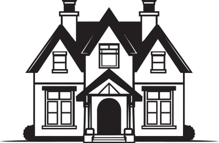 Neat Residence Symbol House Design Vector Logo Sleek Living Mark Minimal House Vector Iconのイラスト素材