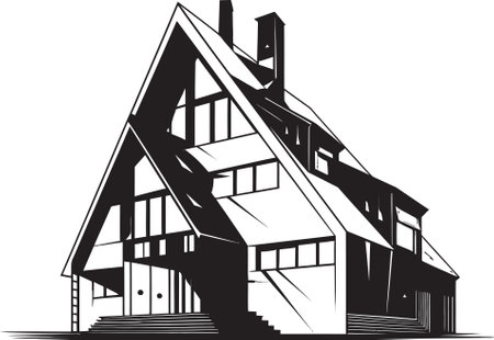 Contemporary Dwelling Icon Minimal House Vector Emblem Neat Residence Symbol House Design Vector Logoのイラスト素材