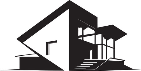 Neat Residence Symbol House Design Vector Logo Sleek Living Mark Minimal House Vector Iconのイラスト素材