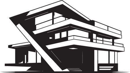 Urban Housing Emblem Modern Property Design Vector Icon Futuristic Abode Mark Residential Property Design in Vectorのイラスト素材